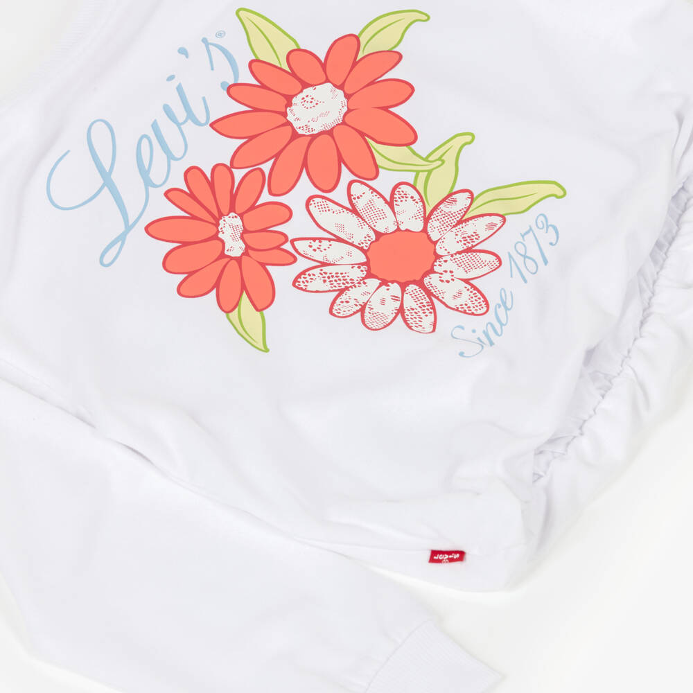 Levi's-Girls White Floral Pattern Jersey Sweatshirt | Childrensalon Outlet