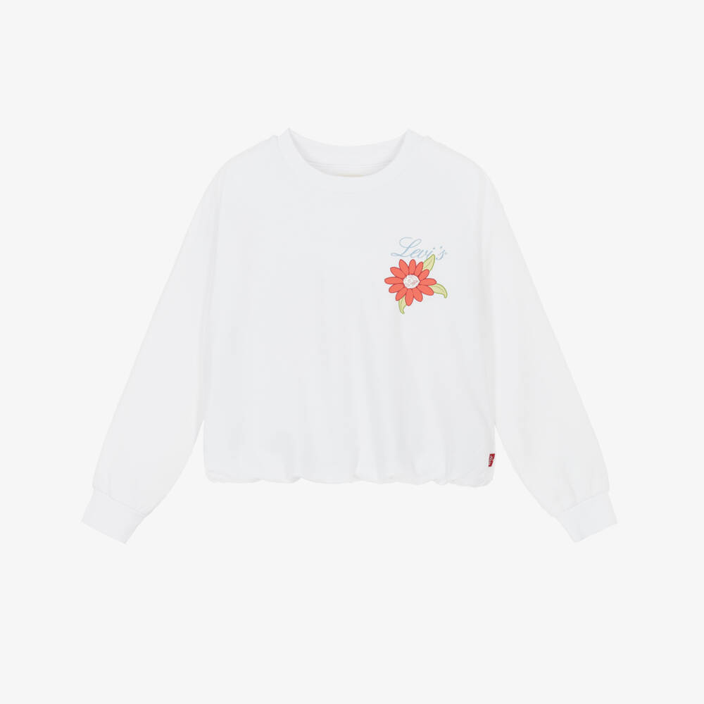 Levi's-Girls White Floral Pattern Jersey Sweatshirt | Childrensalon Outlet