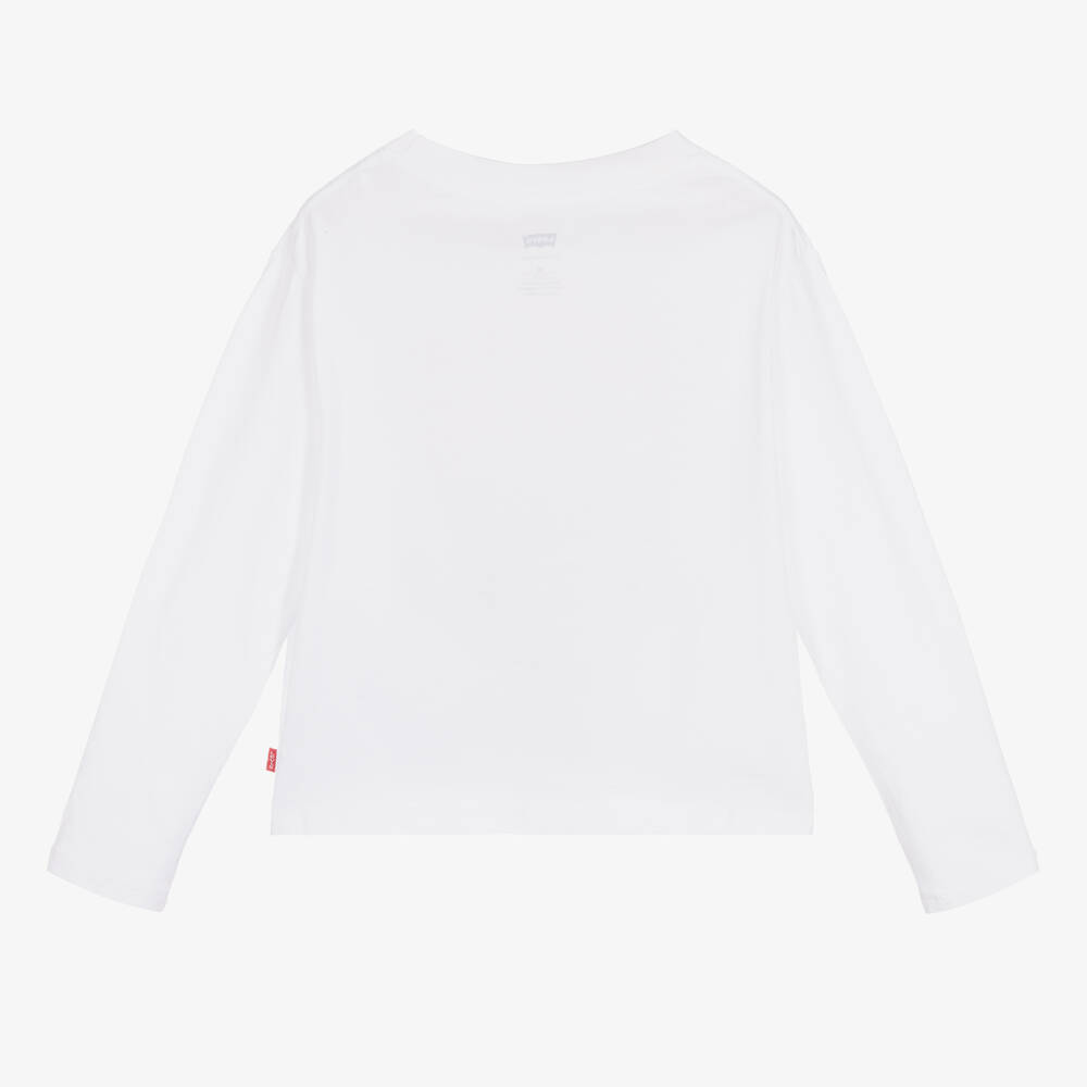 Levi's-Girls White Logo Crop Top | Childrensalon Outlet