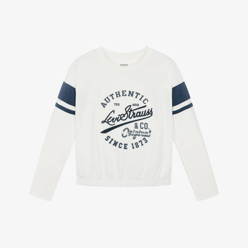 Levi's-Girls White Varsity Long-Sleeve Top | Childrensalon Outlet