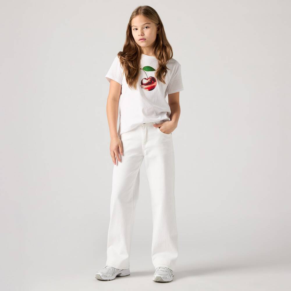 Levi's-Girls White Wide-Leg Denim Jeans | Childrensalon Outlet