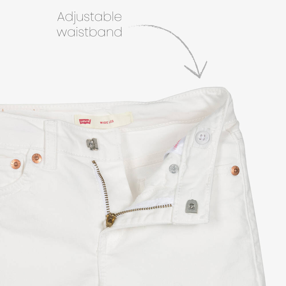 Levi s Girls White Wide Leg Jeans Childrensalon Outlet