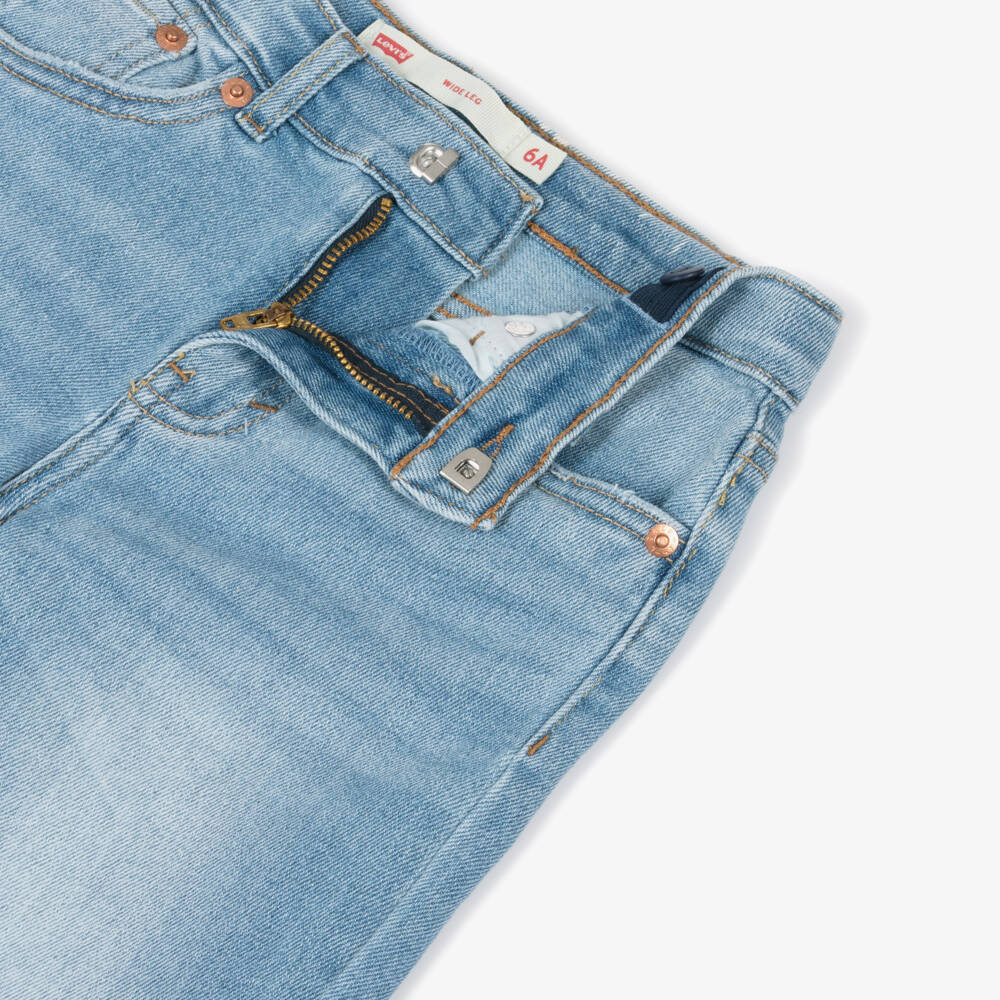 Levi's-Girls Wide-Leg Blue Denim Trousers | Childrensalon Outlet
