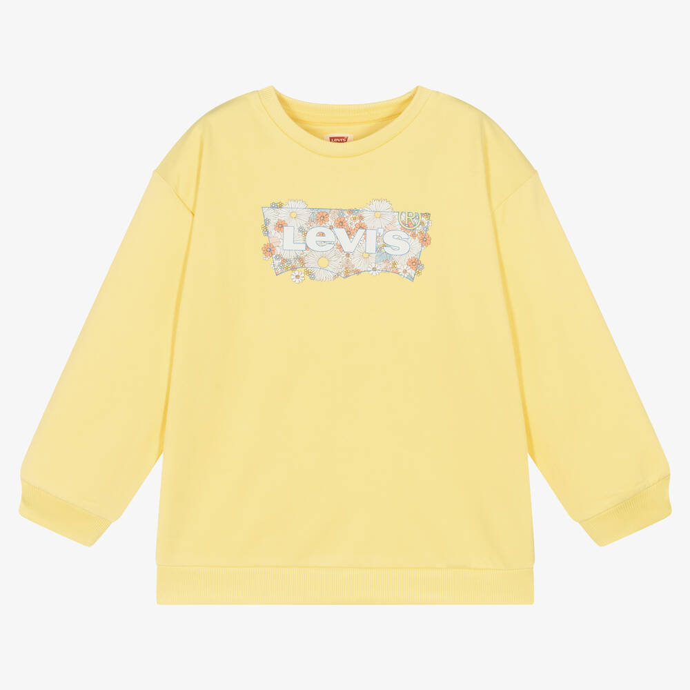 Levi's - Girls Yellow Floral Logo Sweatshirt | Childrensalon