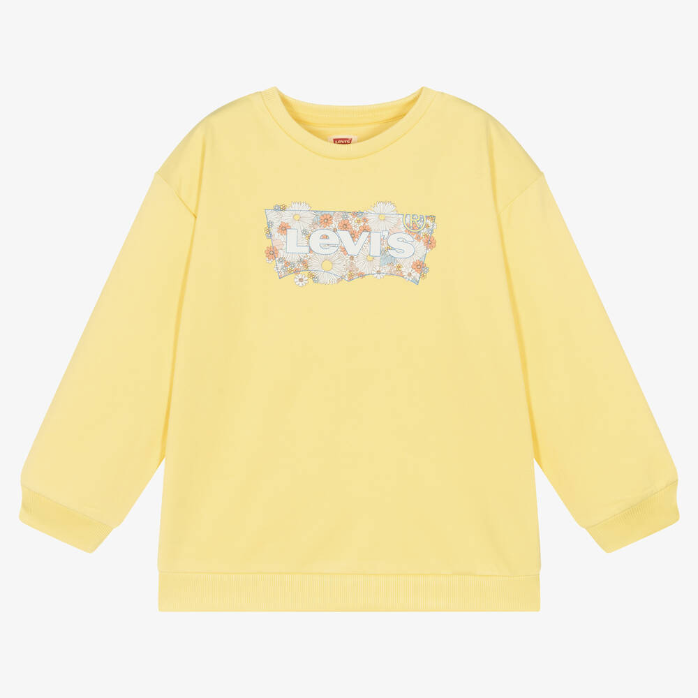 Levi's - Girls Yellow Floral Logo Sweatshirt | Childrensalon Outlet