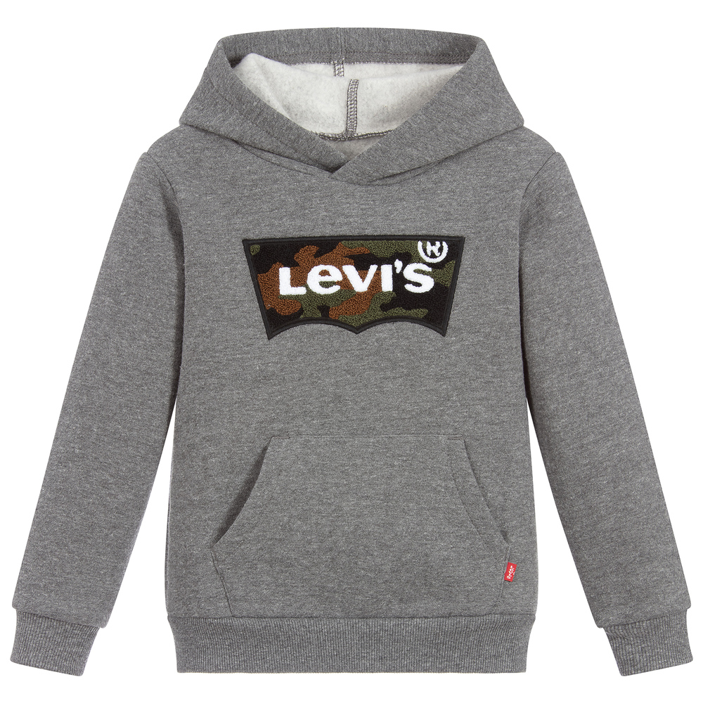Levi's - Grauer Kapuzenpulli mit Tarnmuster und Logo  | Childrensalon