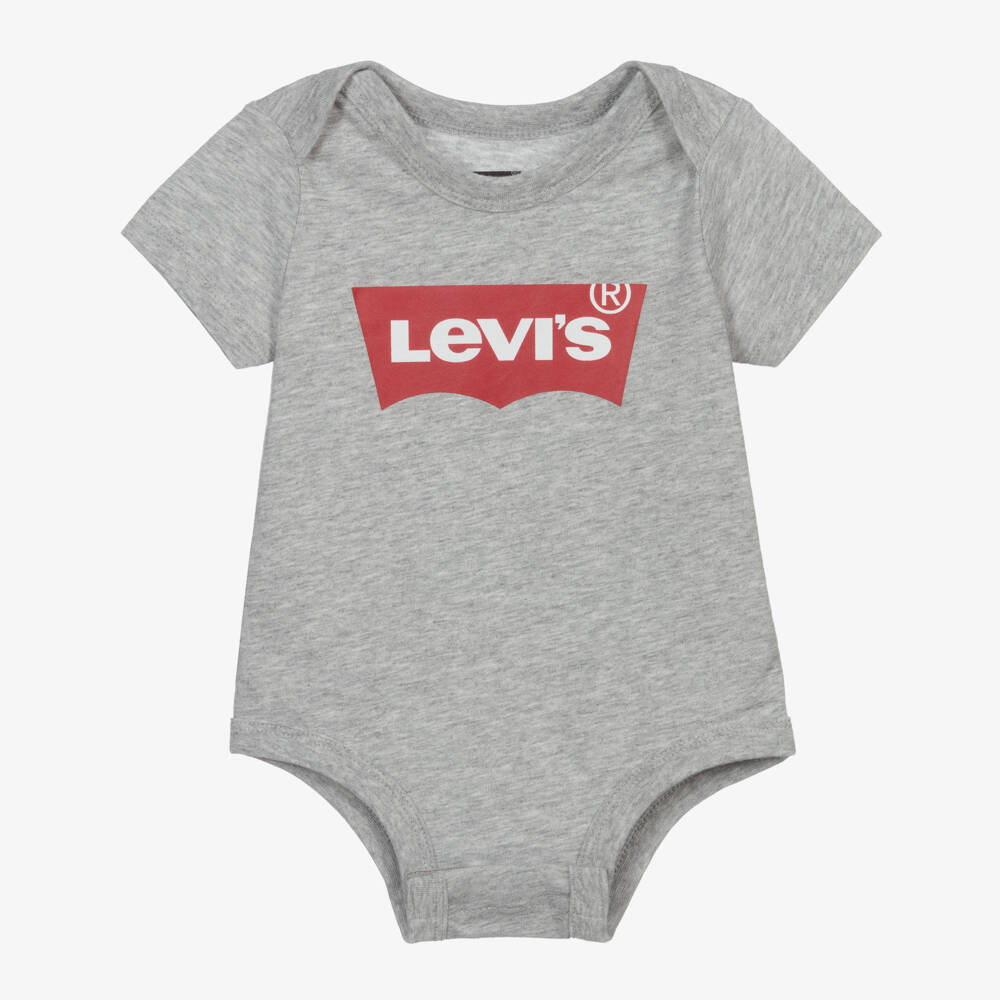 Levi's-Grey Cotton Baby Bodyvest | Childrensalon Outlet