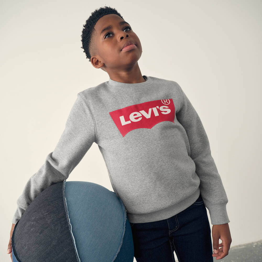 Levi's-Grey Logo Cotton Sweatshirt | Childrensalon Outlet