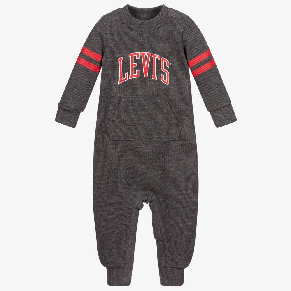 Levi's-Grey & Red Logo Jersey Romper | Childrensalon Outlet