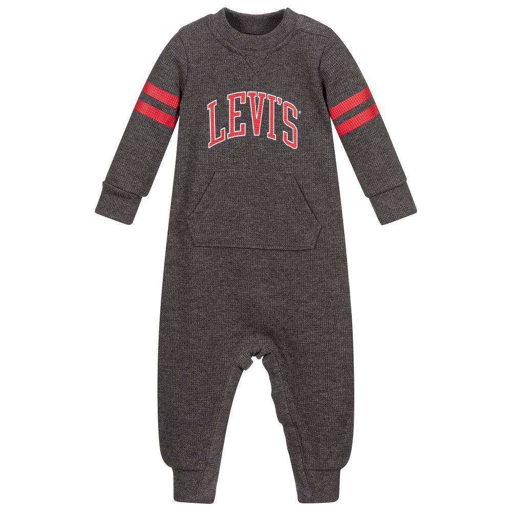 Levi's - Grey & Red Logo Jersey Romper | Childrensalon