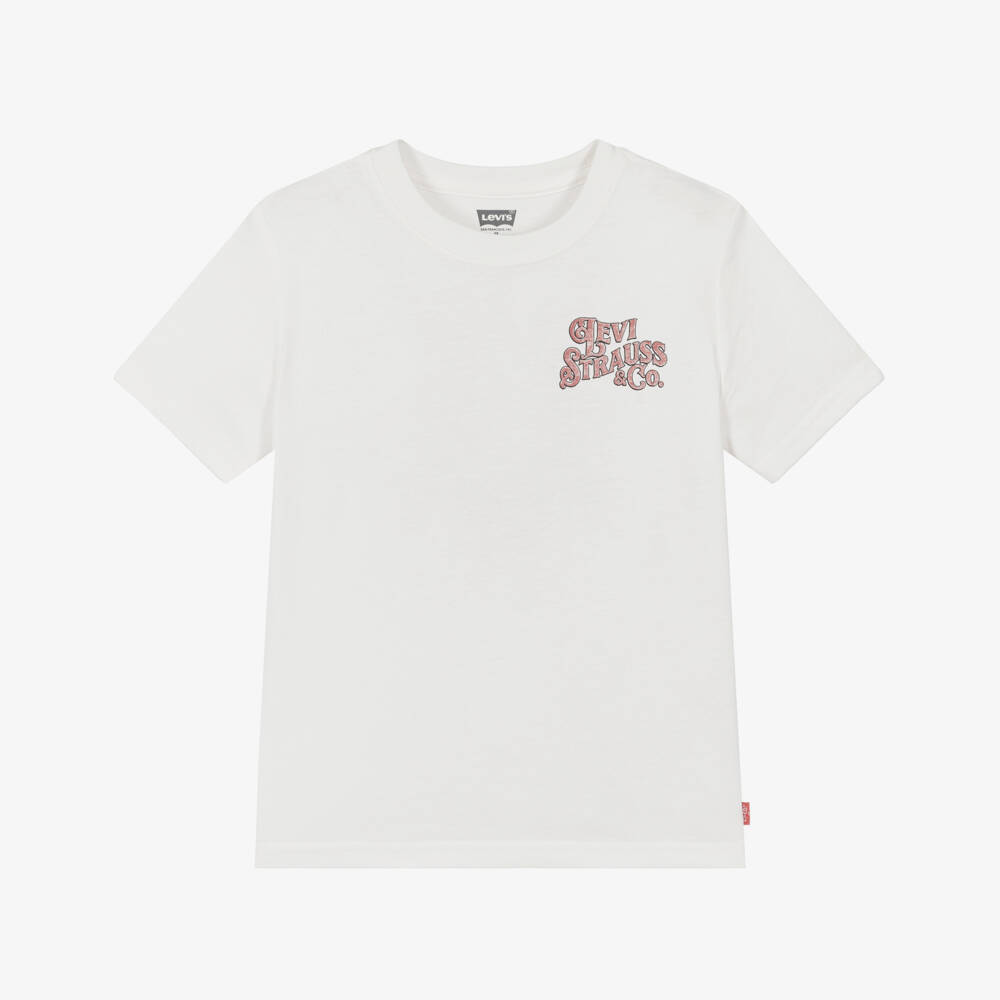 Levi's-Ivory Cotton Cowboy Print T-Shirt | Childrensalon Outlet