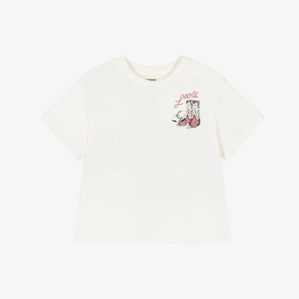 Levi's-Ivory Cotton Oversized Western T-Shirt | Childrensalon Outlet