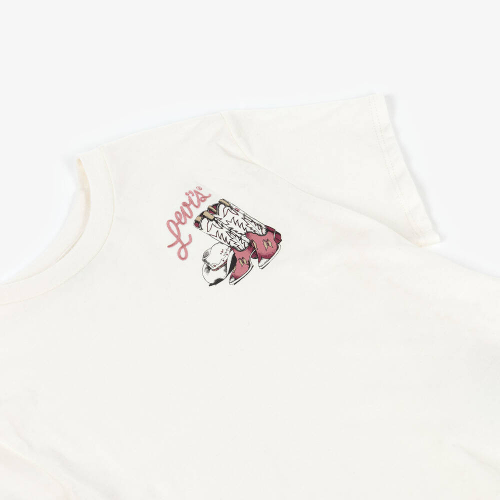 Levi's-Ivory Cotton Oversized Western T-Shirt | Childrensalon Outlet