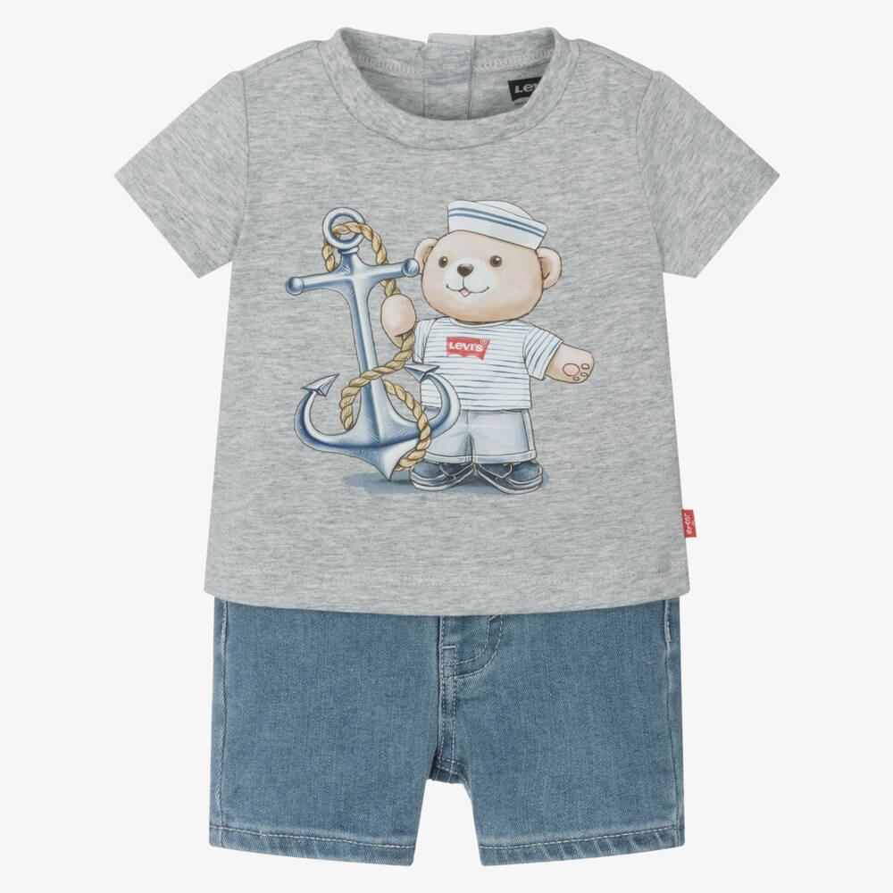 Levi's-Little Sailor Grey Tee & Denim Set | Childrensalon Outlet