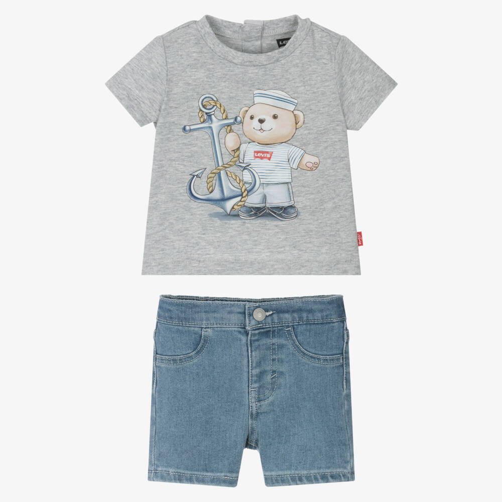Levi's-Little Sailor Grey Tee & Denim Set | Childrensalon Outlet