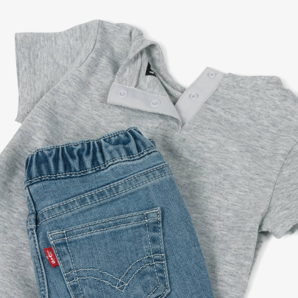 Levi's-Little Sailor Grey Tee & Denim Set | Childrensalon Outlet