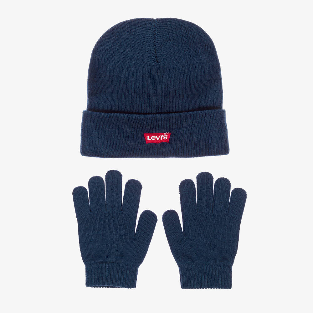 Levi's - Ensemble bonnet gants marine | Childrensalon