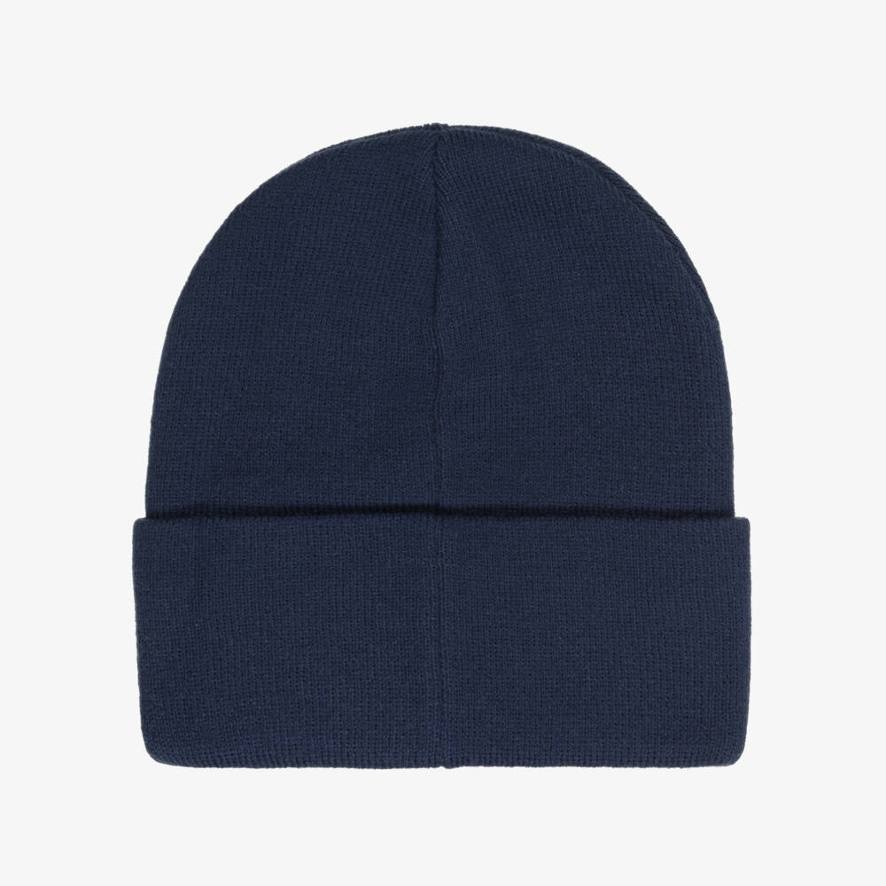 Levi's-Navy Blue Knitted Beanie with Embroidered Batwing Logo | Childrensalon Outlet