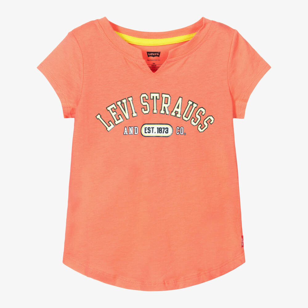 Levi's-Peach Pink Cotton Logo T-Shirt | Childrensalon Outlet