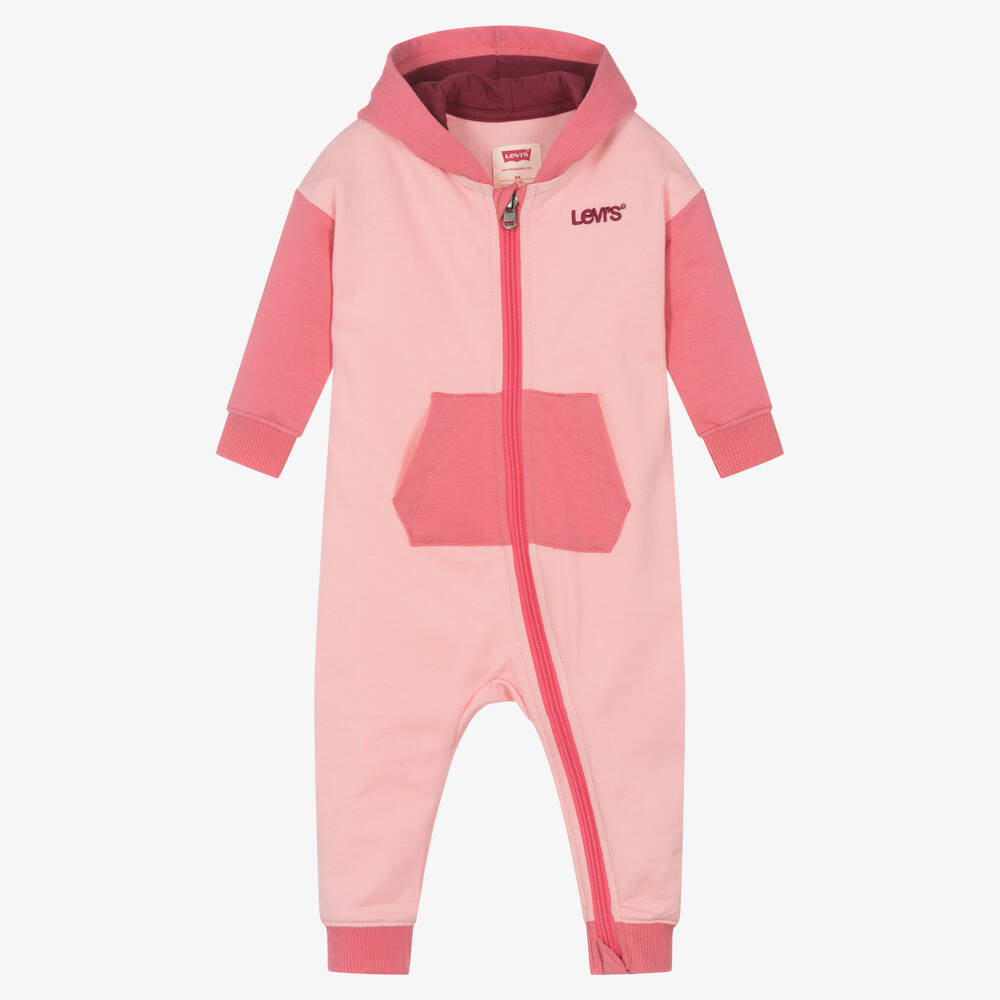 Levi's - Rosa Biobaumwoll-Overall mit Kapuze | Childrensalon