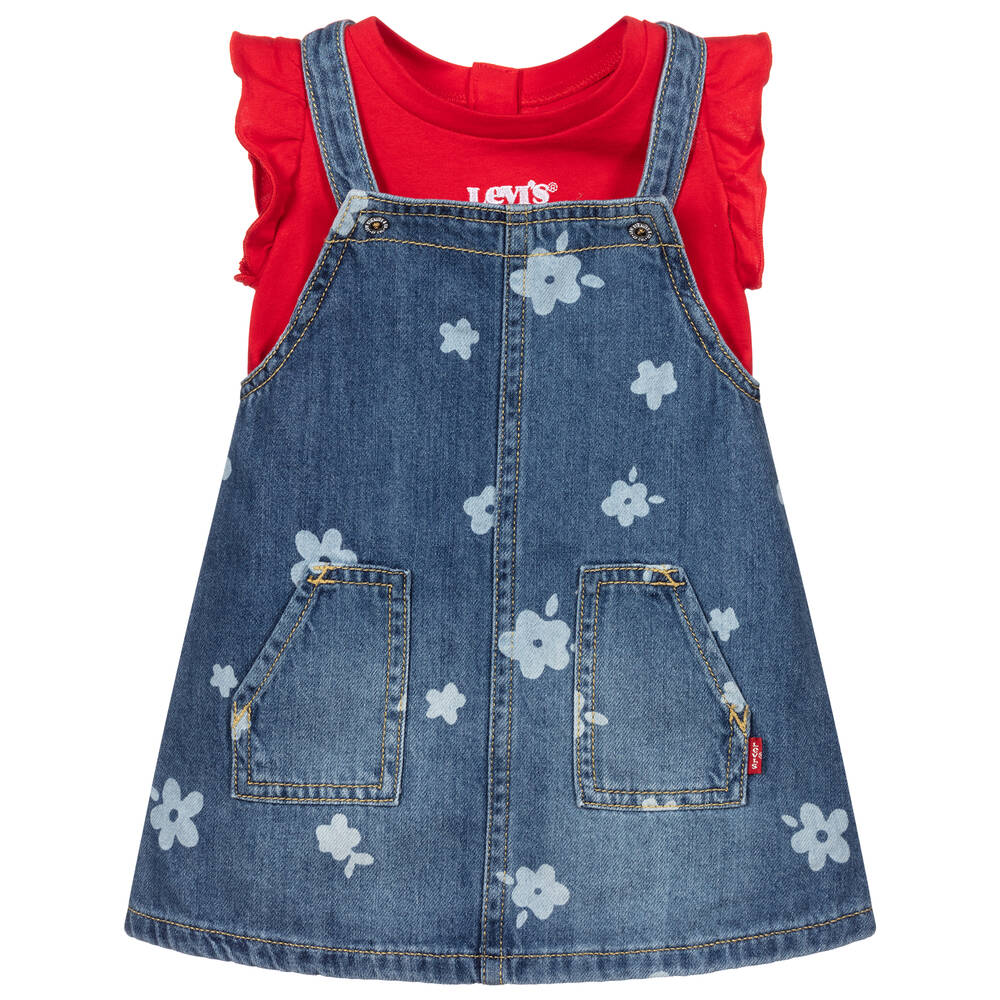 Levi's - Ensemble robe rouge et bleu en denim | Childrensalon