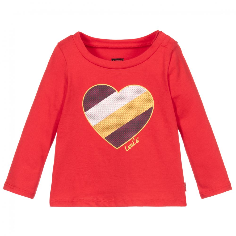 Levi's - Haut en coton rouge à logo Cœur | Childrensalon