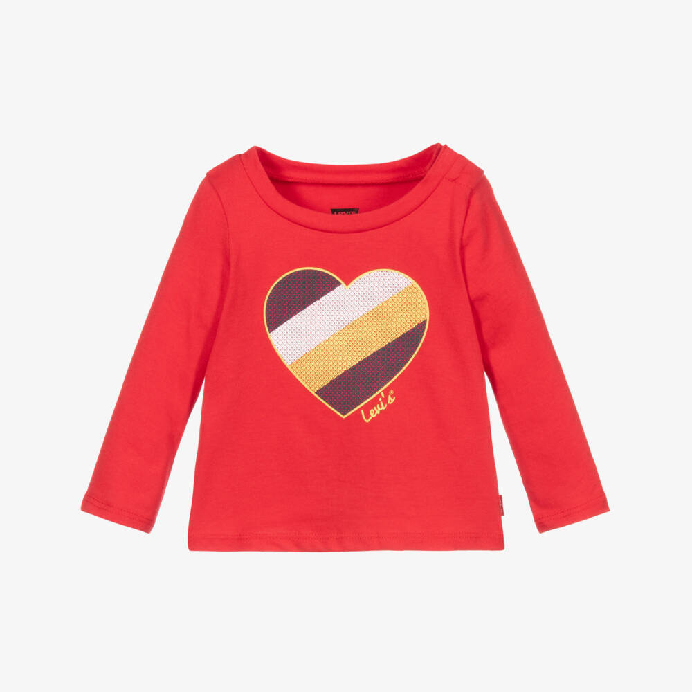 Levi's-Red Cotton Heart Logo Top | Childrensalon Outlet