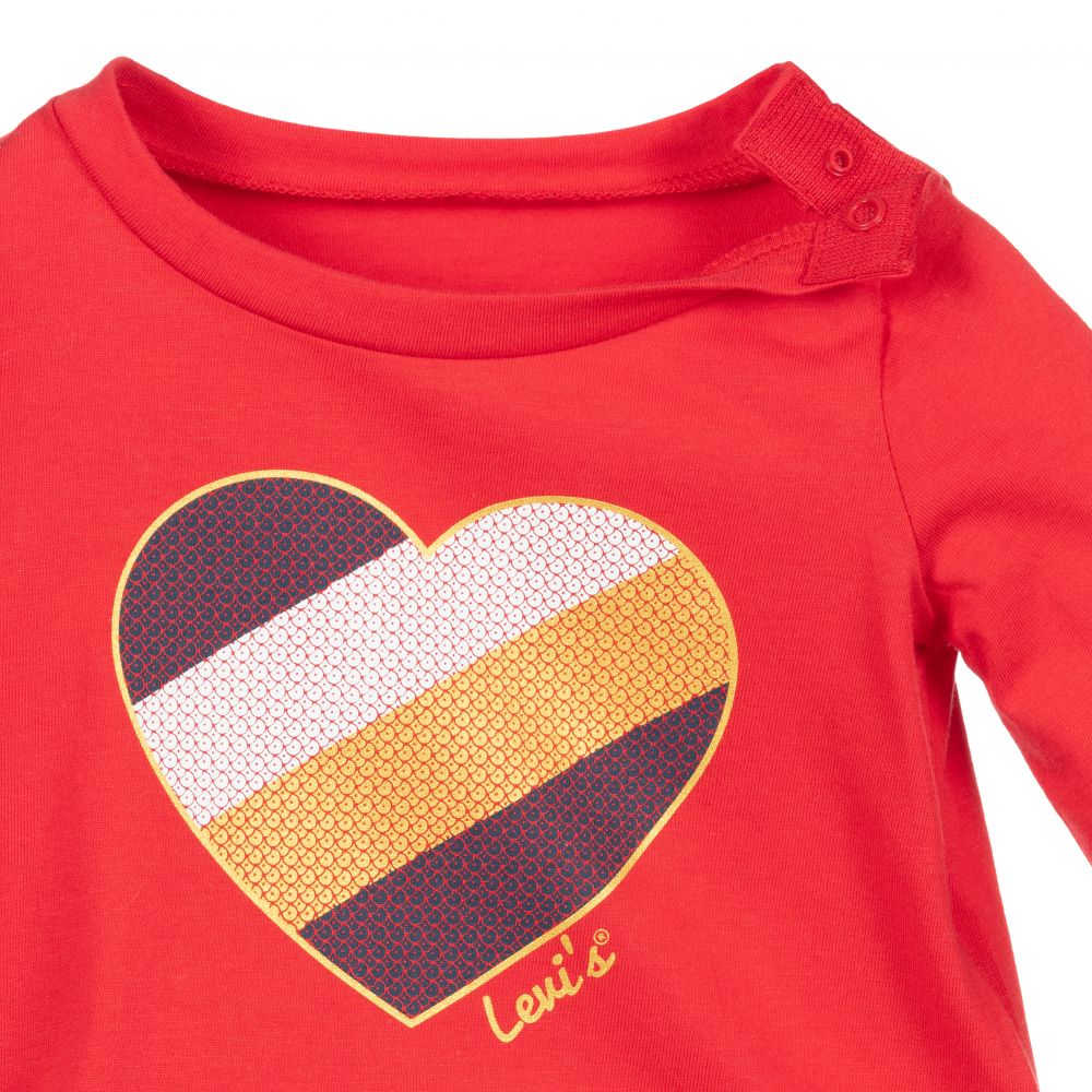 Levi's-Red Cotton Heart Logo Top | Childrensalon Outlet