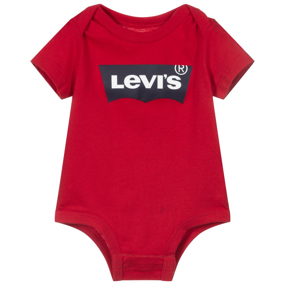 Levi's-Red Cotton Logo Bodyvest | Childrensalon Outlet