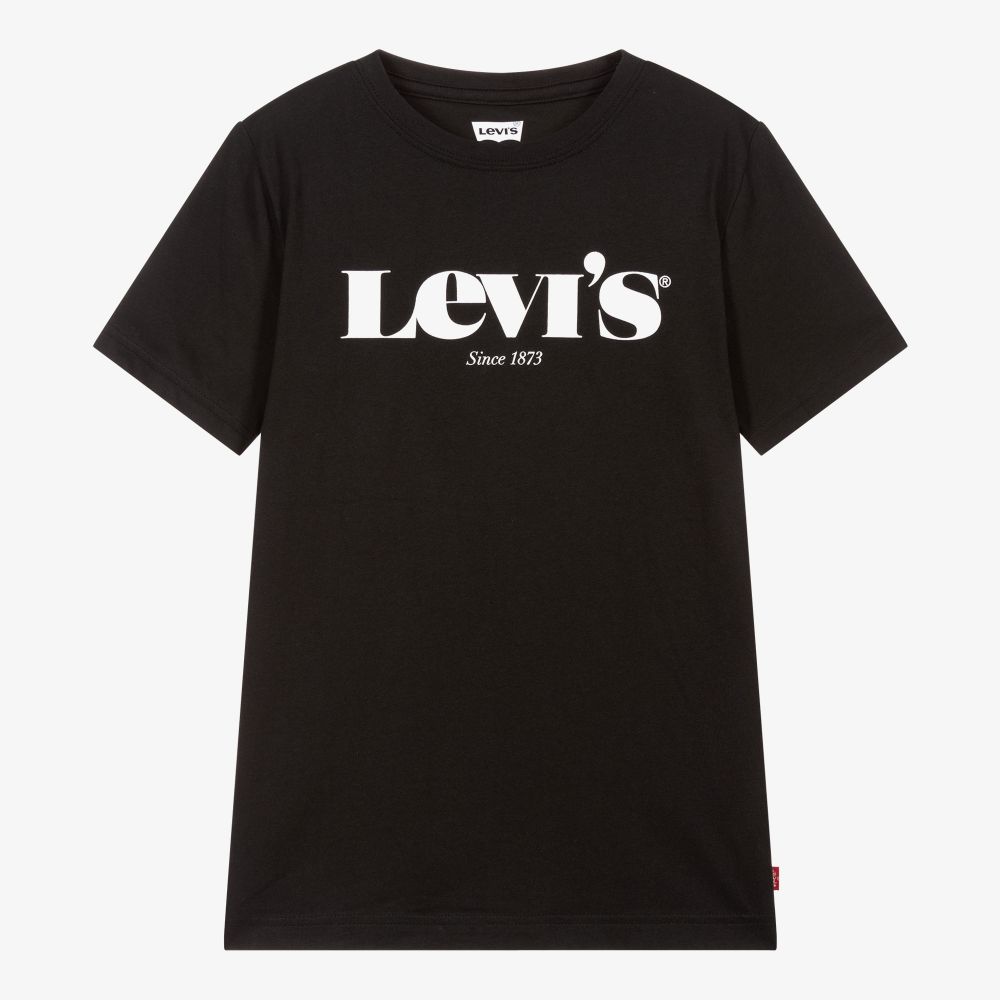 Levi's - تيشيرت تينز ولادي قطن لون أسود | Childrensalon