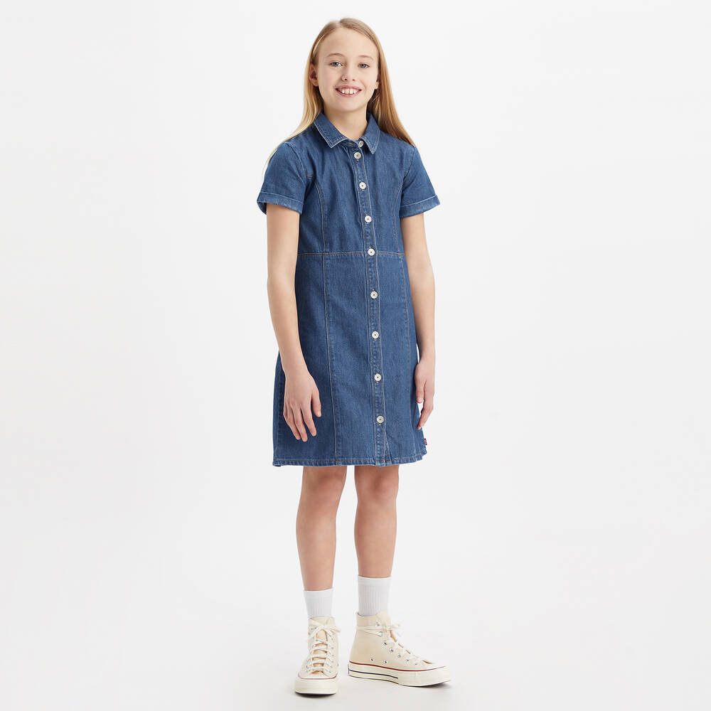 Levi's-Синее джинсовое платье на пуговицах | Childrensalon Outlet