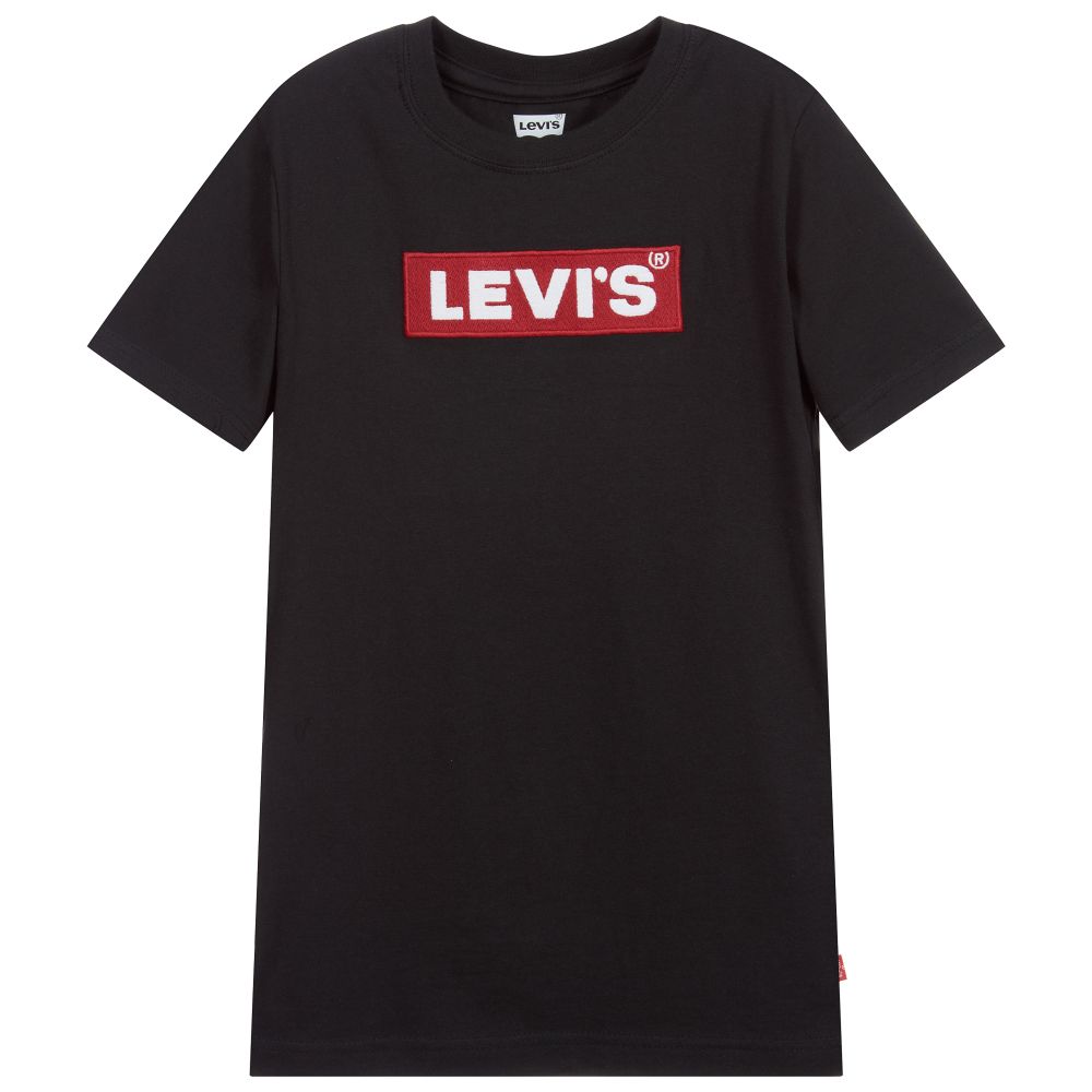 Levi's - تيشيرت قطن لون أسود وأحمر | Childrensalon