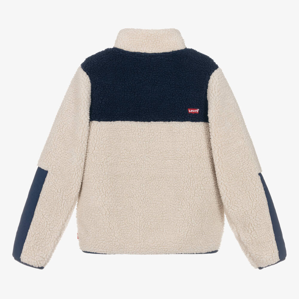 Levi's-Teen Boys Beige & Blue Sherpa Fleece Jacket | Childrensalon Outlet