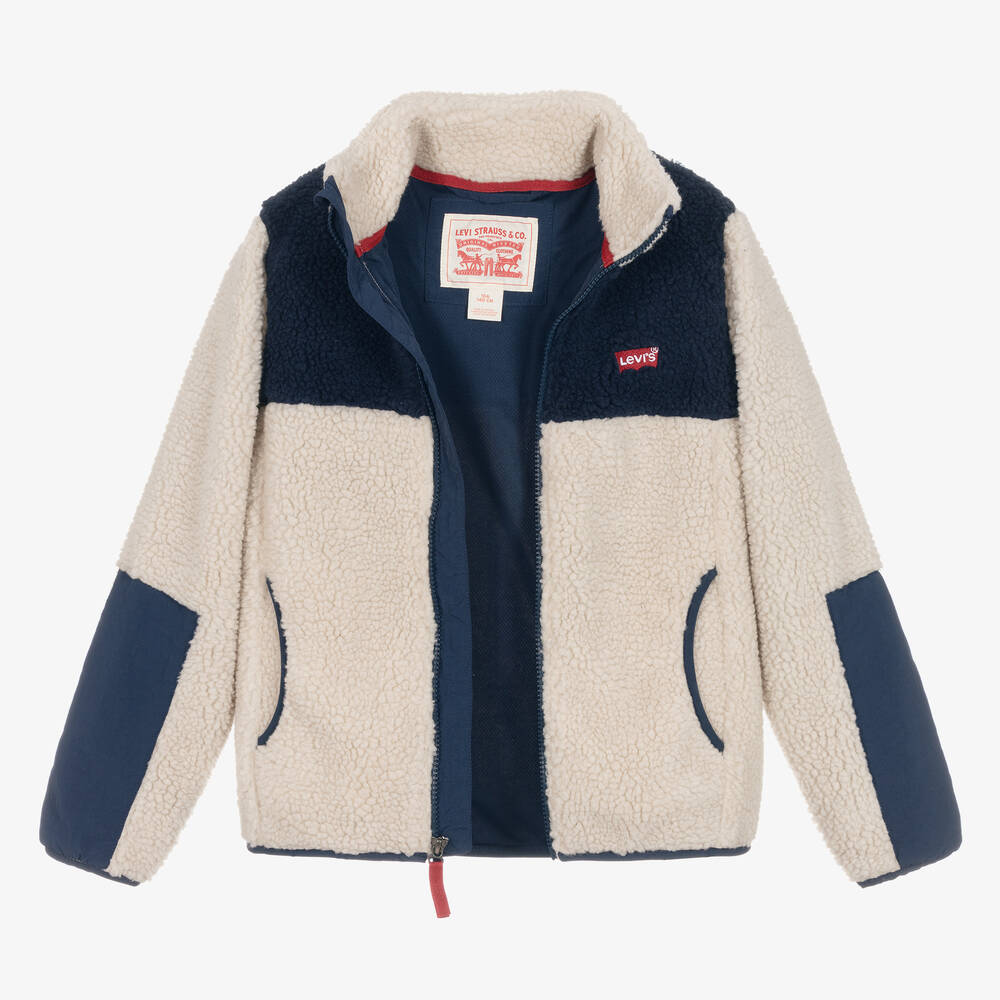 Levi's-Teen Boys Beige & Blue Sherpa Fleece Jacket | Childrensalon Outlet