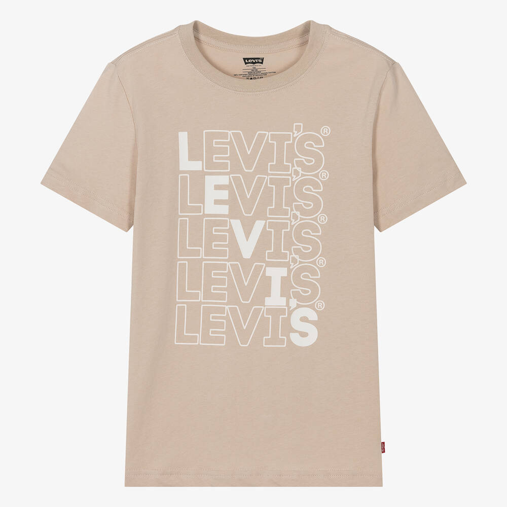 Levi's-Teen Boys Beige Organic Cotton T-Shirt | Childrensalon Outlet