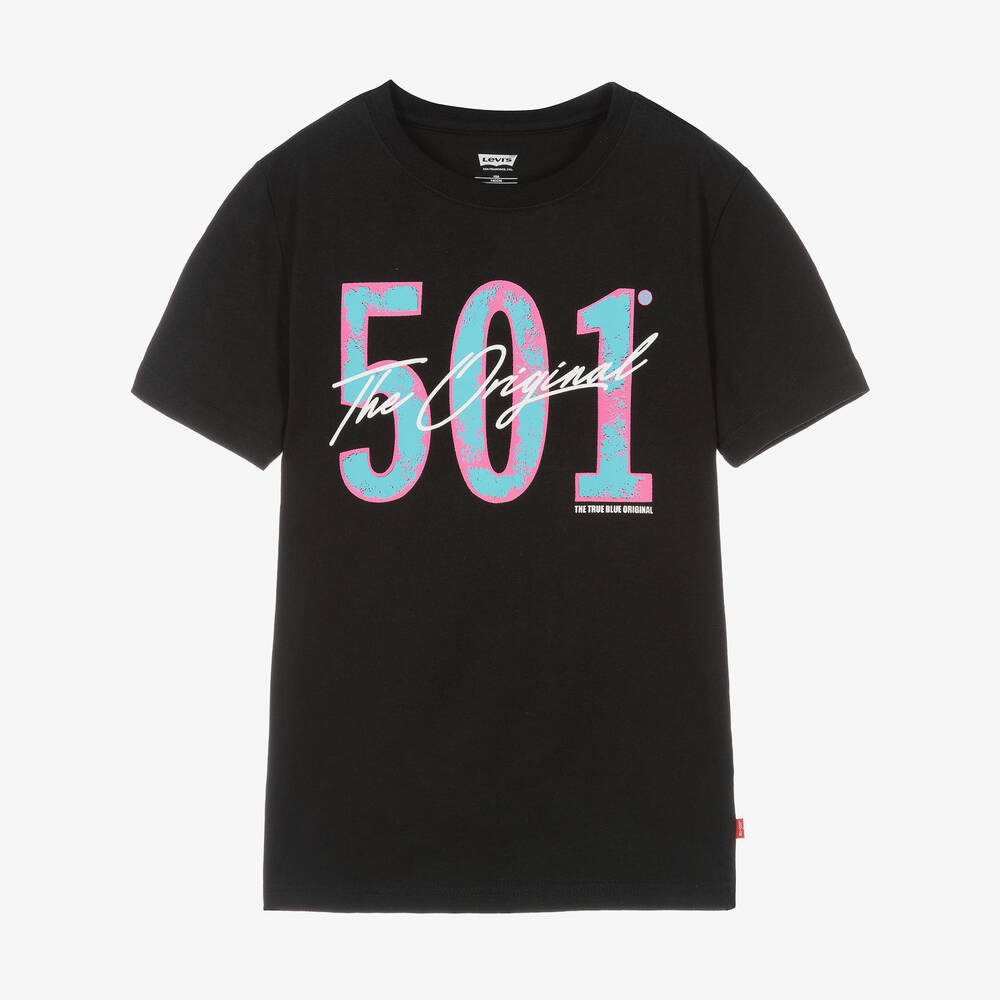 Teen Boys Black 501 Logo T Shirt