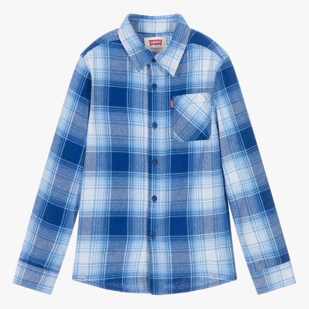 Levi s Teen Boys Blue Check Cotton Shirt Childrensalon Outlet