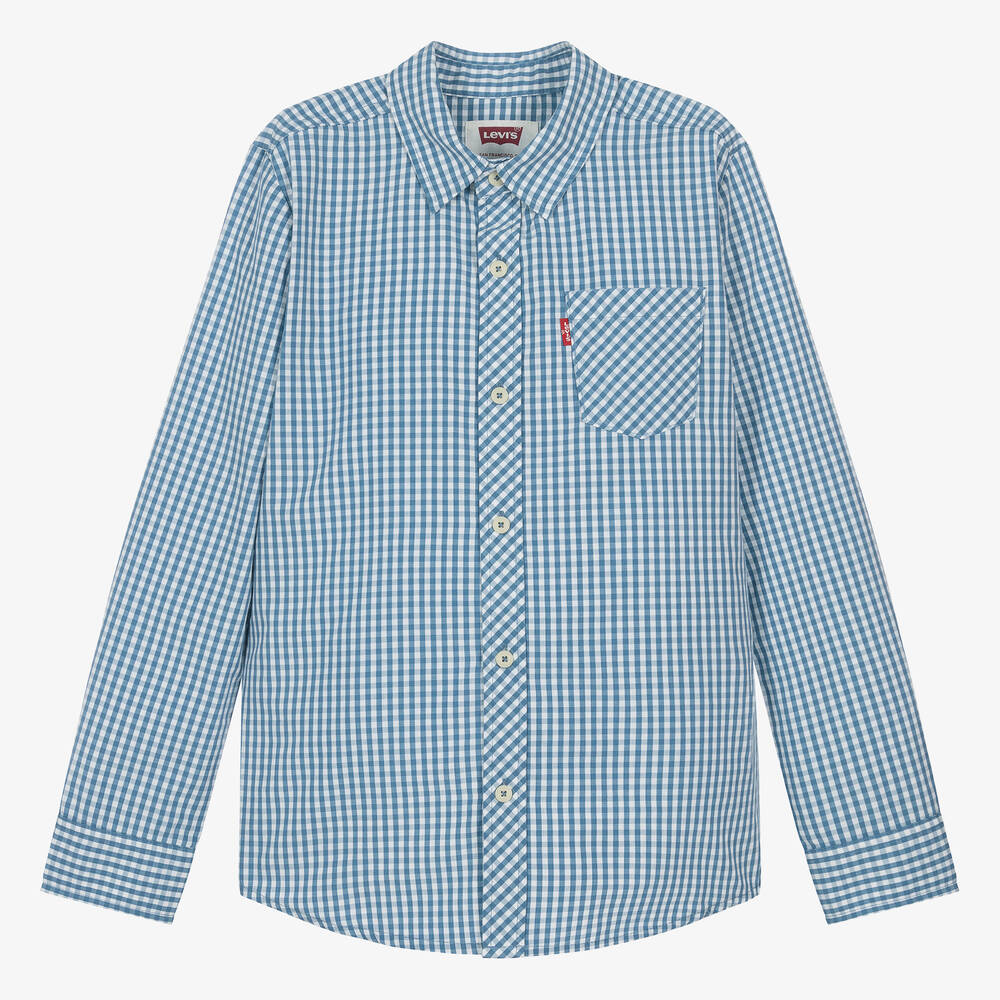 Levi's-قميص مزيج قطن كاروهات لون أزرق للمراهقين | Childrensalon Outlet