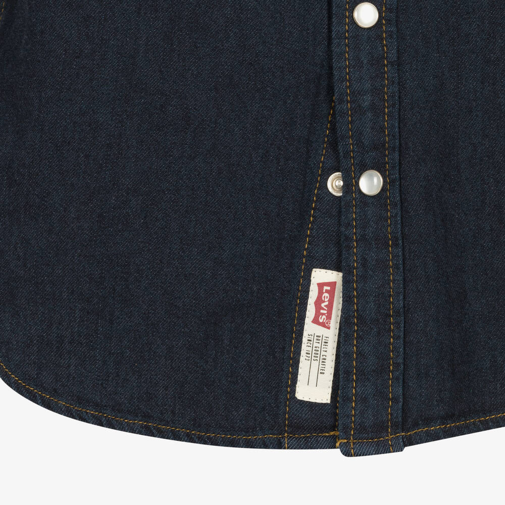 Levi's-قميص قطن دنيم لون أزرق تينز ولادي | Childrensalon Outlet
