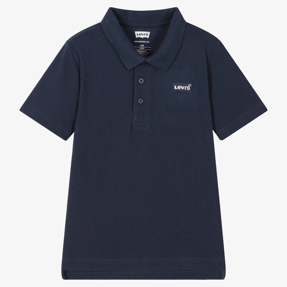 Levi s Teen Boys Blue Cotton Logo Polo Shirt Childrensalon Outlet