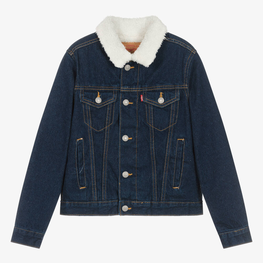 Levi's - Teen Boys Blue Fleece Lined Denim Jacket | Childrensalon