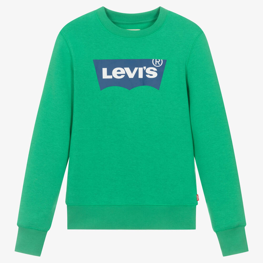 Levi's - سويتشيرت قطن جيرسي لون أخضر تينز ولادي | Childrensalon