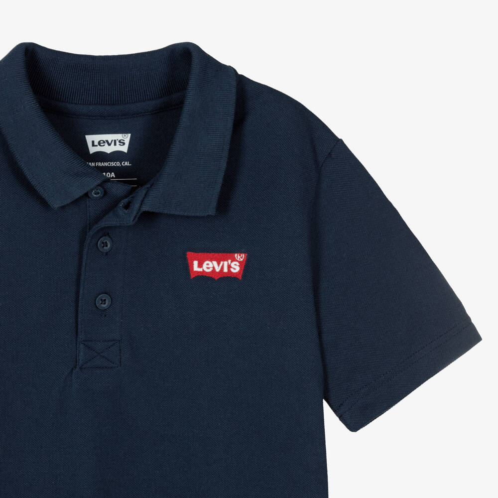 Levi's-Teen Boys Navy Blue Piqué Polo Shirt | Childrensalon Outlet