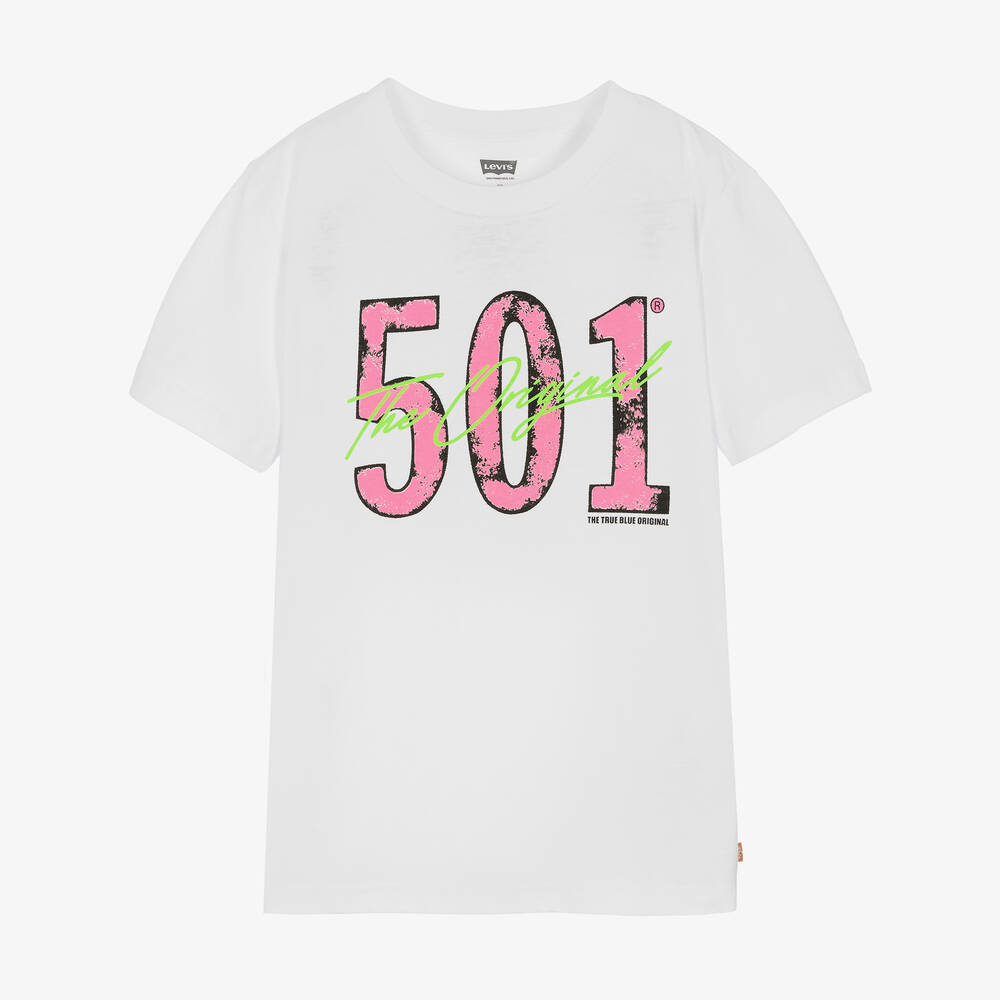 Levi's - Teen Boys White 501 Logo T-Shirt | Childrensalon