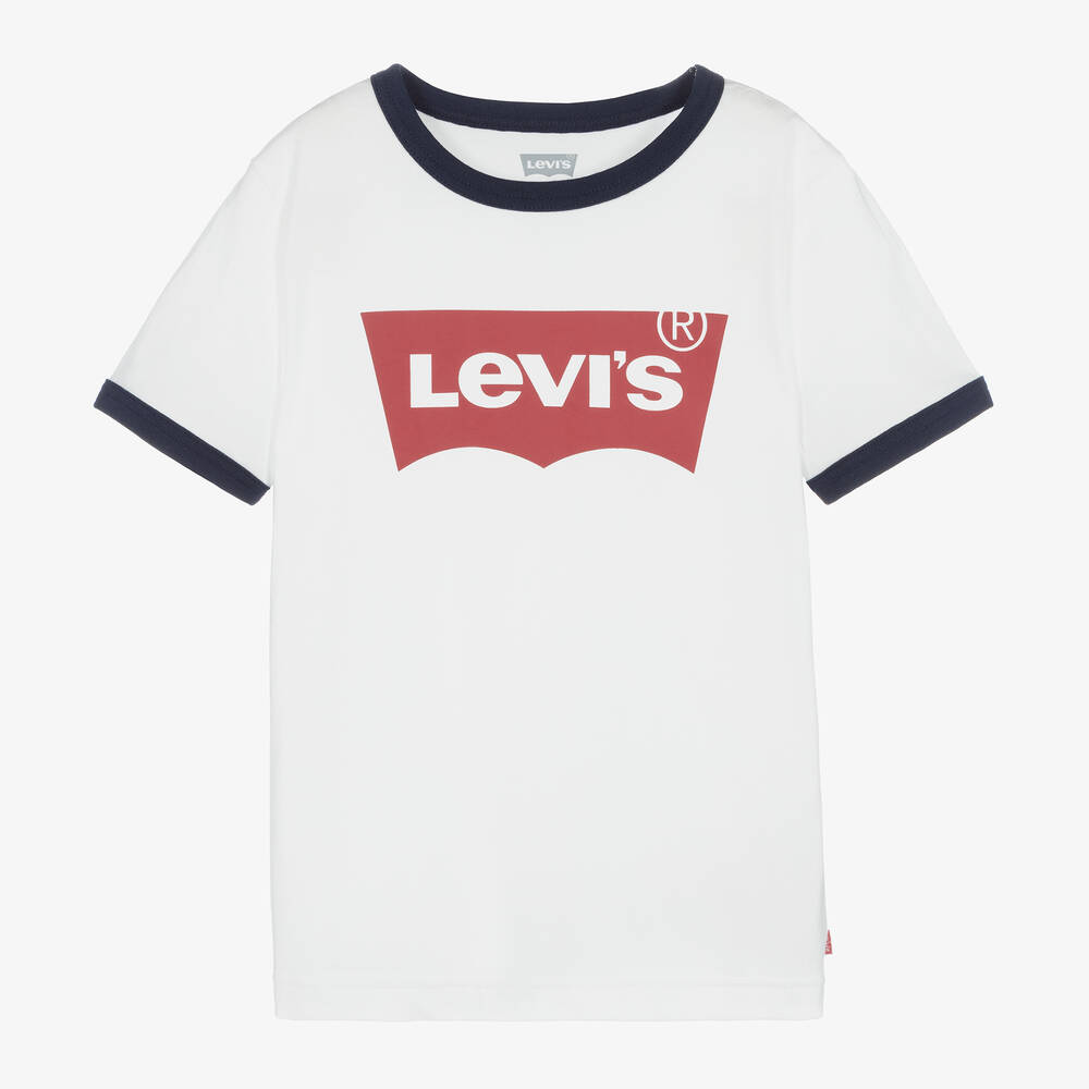 Levi's - تيشيرت تينز ولادي قطن جيرسي لون أبيض | Childrensalon