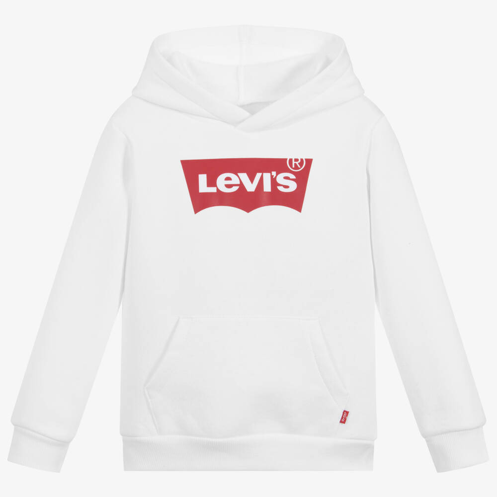 Levi's-Teen Boys White Cotton Logo Hoodie | Childrensalon Outlet