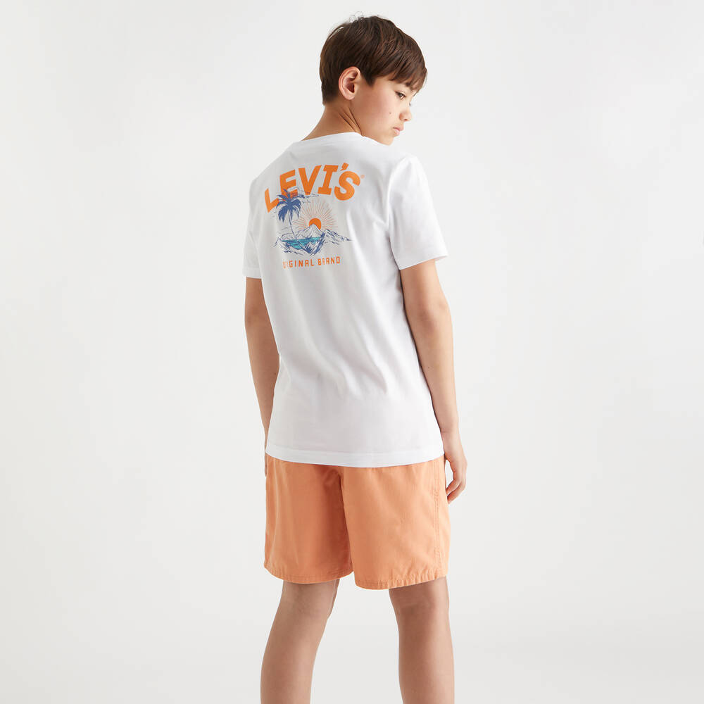 Levi's-Teen Boys White Graphic Print Cotton T-Shirt | Childrensalon Outlet
