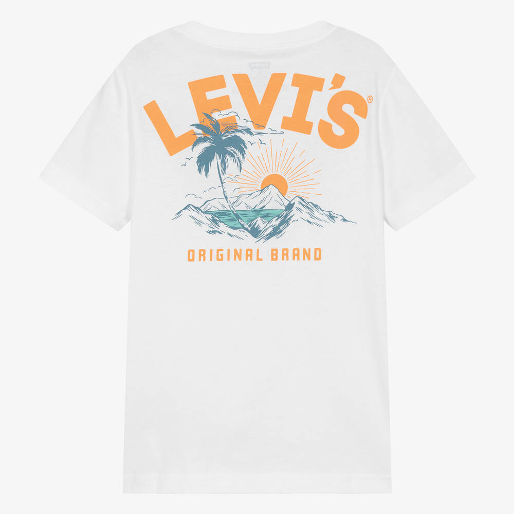 Levi's-Teen Boys White Graphic Print Cotton T-Shirt | Childrensalon Outlet