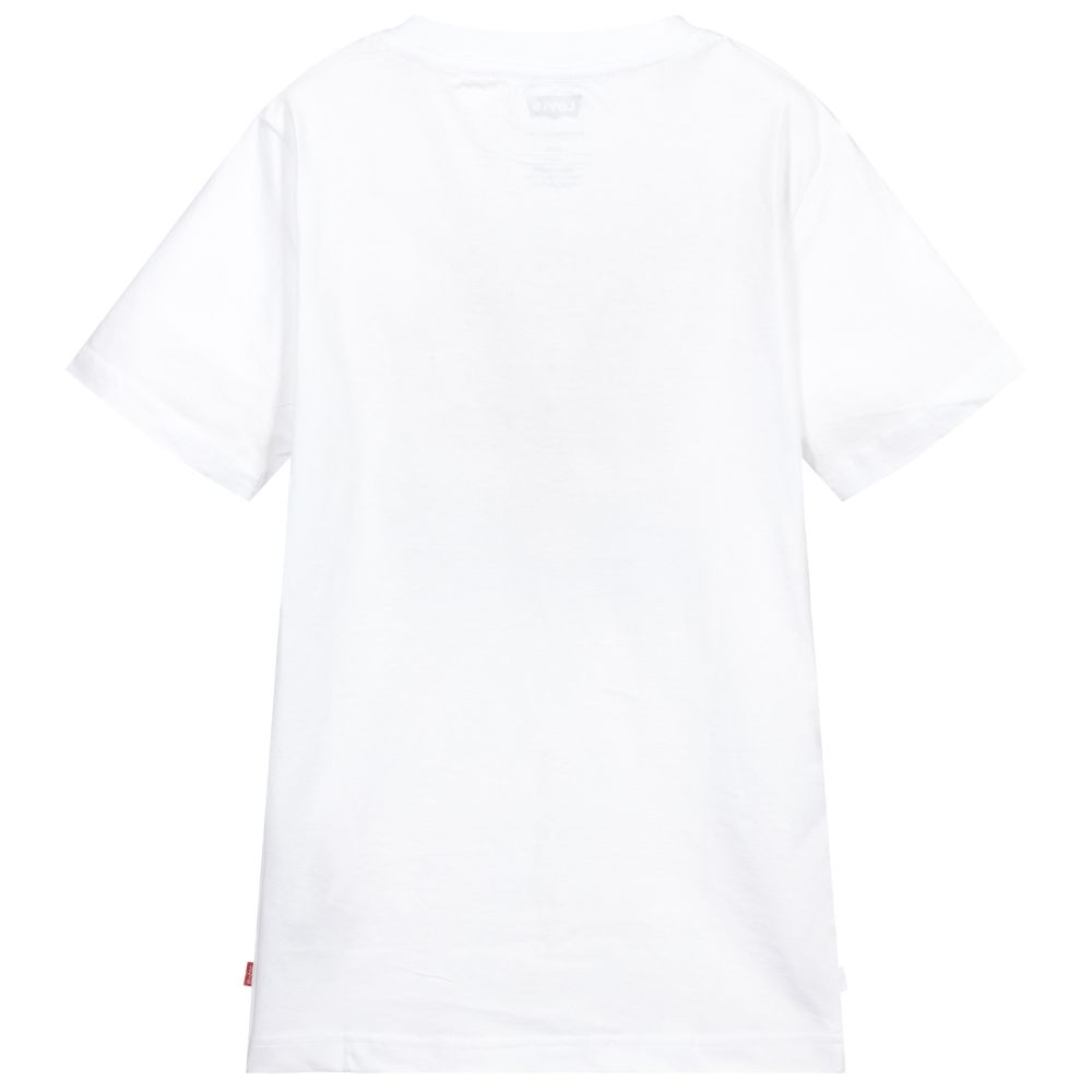 Levi's-تيشيرت تينز ولادي قطن جيرسي لون أبيض | Childrensalon Outlet