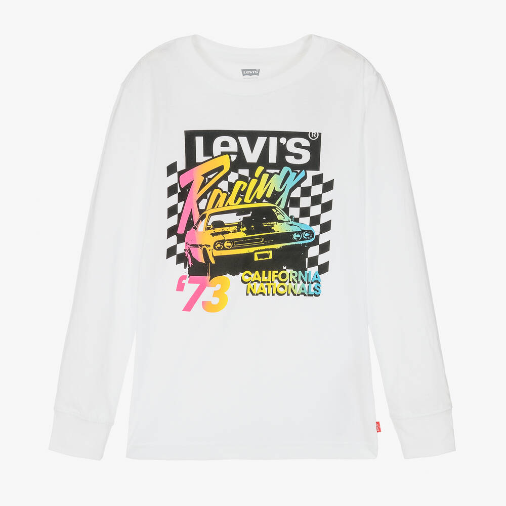 Levi's-Teen Boys White Motorsport Logo Top | Childrensalon Outlet